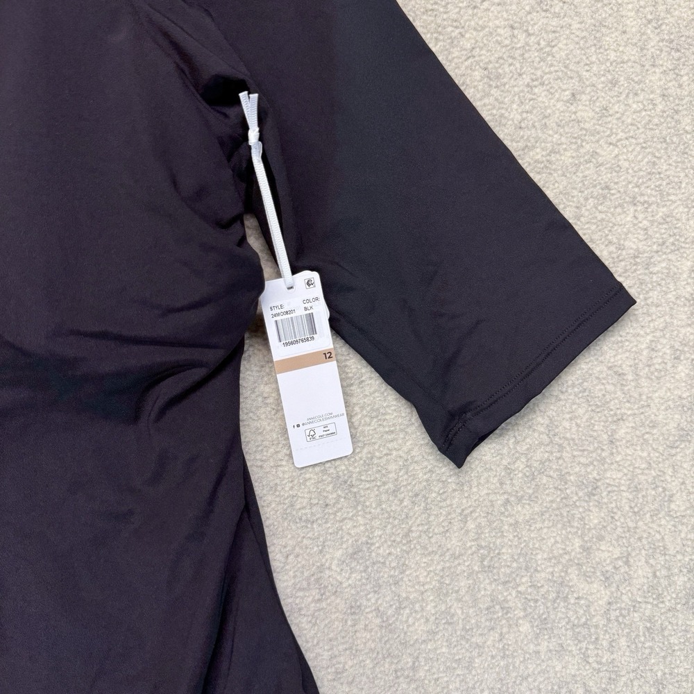 Anne Cole Womens One Piece Swimsuit Black Zip Front Rash Guard Size 12 NWT - Picture 4 of 9